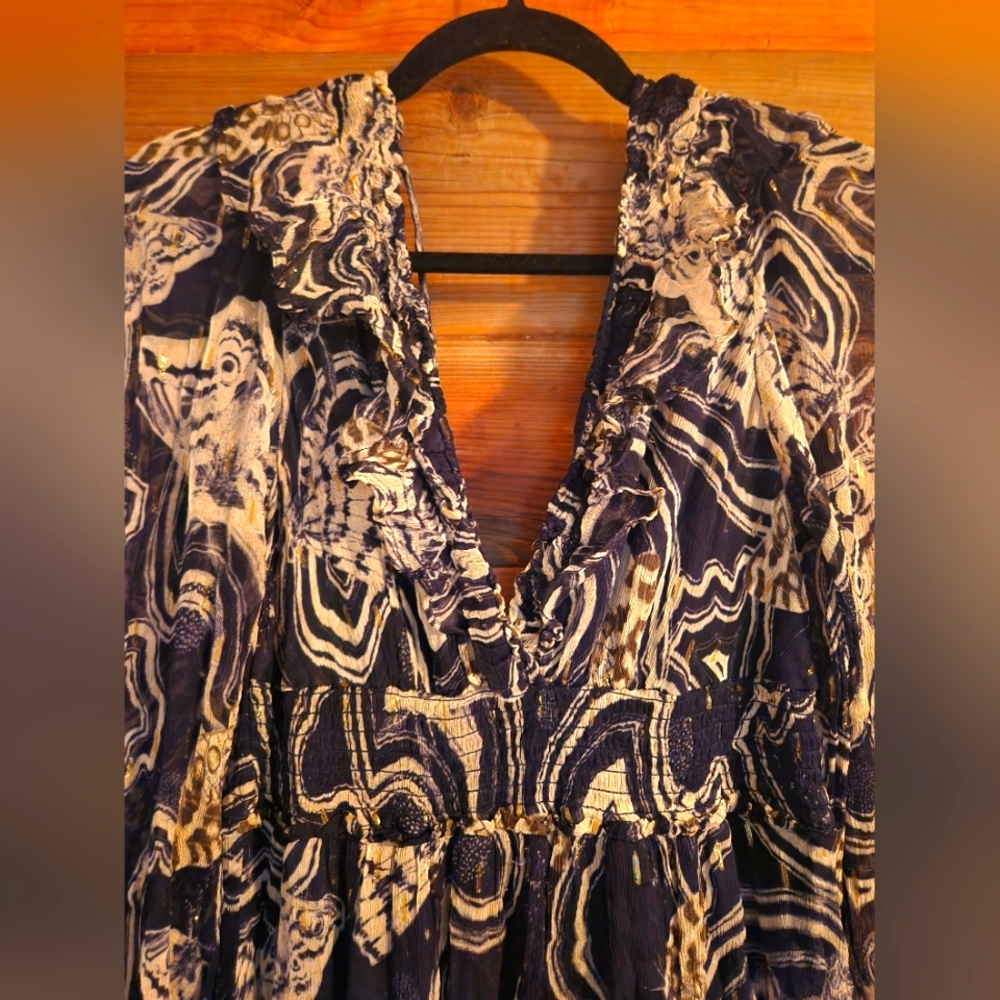 NWOT S Anthropologie Printer Johnson Long-SleeveV-Neck Textured Midi Dress - Picture 6 of 9